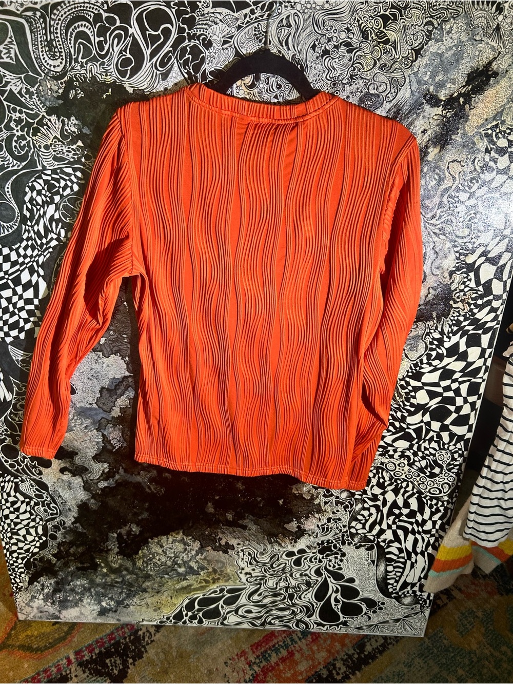 Women's Orange Textured Long Sleeve Top